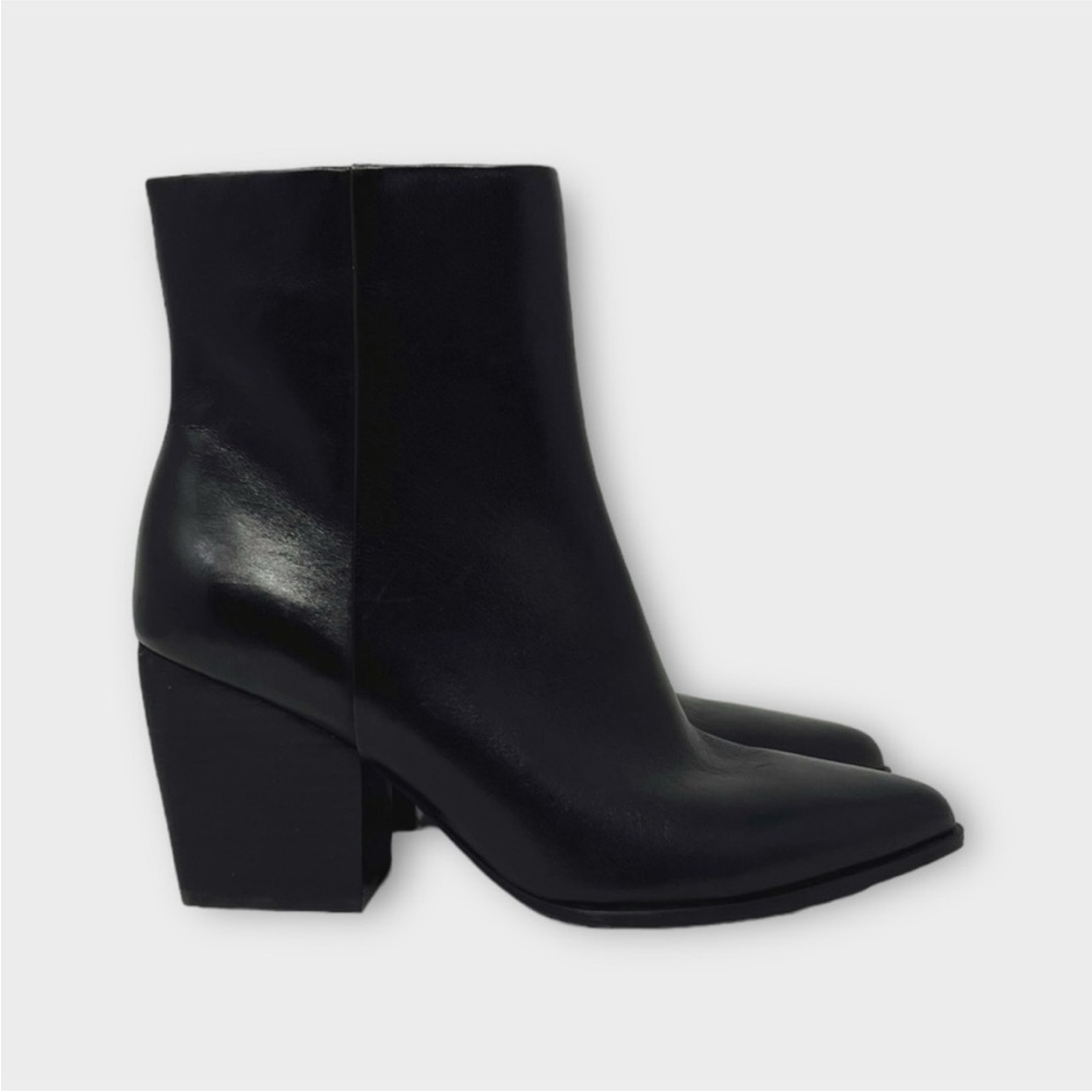 NEW!! Nordstrom Franka Genuine Leather Pointed Toe Bootie Black Size 6 - Picture 3 of 8